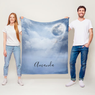 Couverture Polaire Beau ciel bleu avec cygnes volants