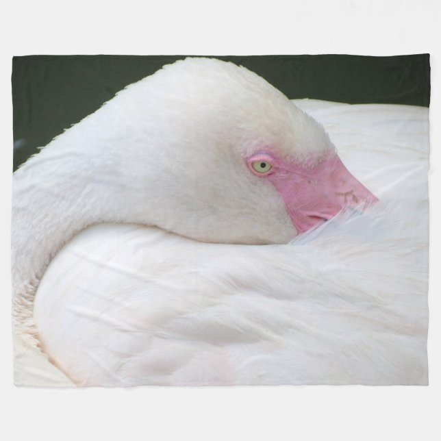 Couverture Polaire Beau Flamant rose blanc (Devant (Horizontal))