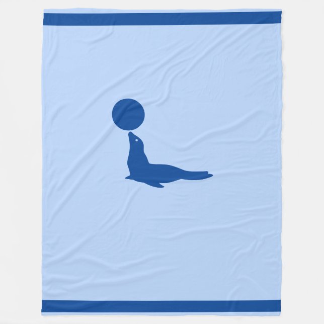 Couverture Polaire Beau lion de mer et balle (Devant)