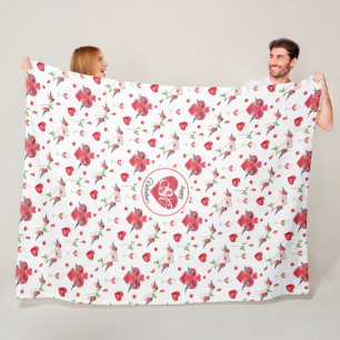 Couverture Polaire Beau Motif de la Saint Valentin   Monogramme