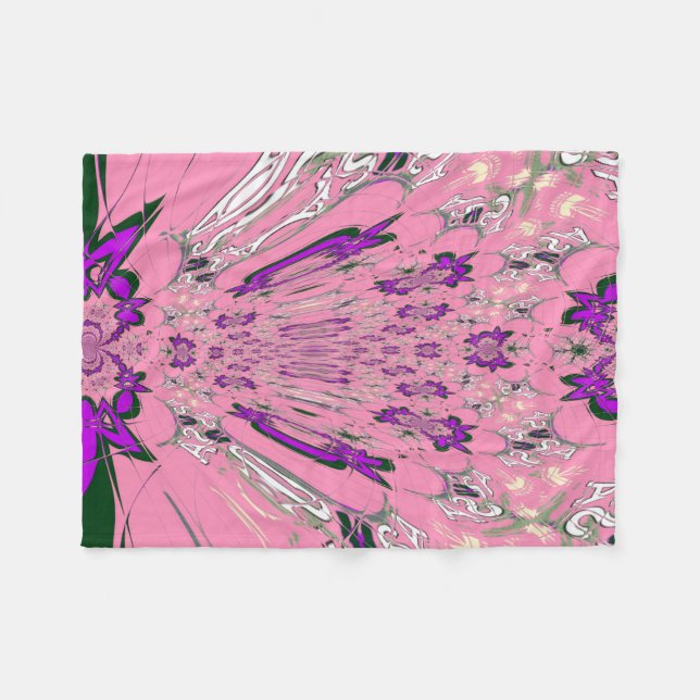 Couverture Polaire Beau motif de teinte violet rose bébé monogramme (Devant (Horizontal))