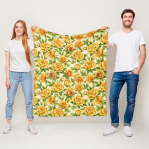 Couverture Polaire Beau Motif sans couture des Roses Jaunes