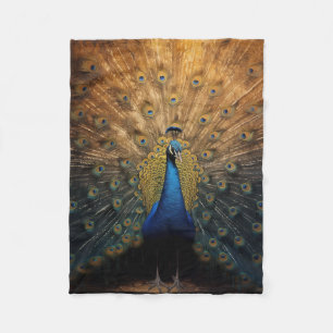 Couverture Polaire Beau paon bleu or