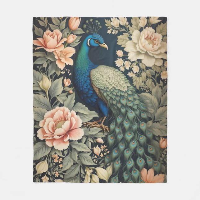 Couverture Polaire Beau Peacock William Morris Inspiré Floral (Devant)