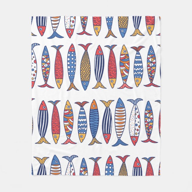 Couverture Polaire Beau poisson. Enfants arrière - plans. Motif sans  (Devant)