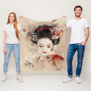 Couverture Polaire Beau Portrait Geisha