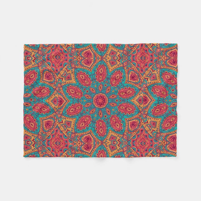 Couverture Polaire Beau rose Turquoise orange Zen Motif (Devant (Horizontal))