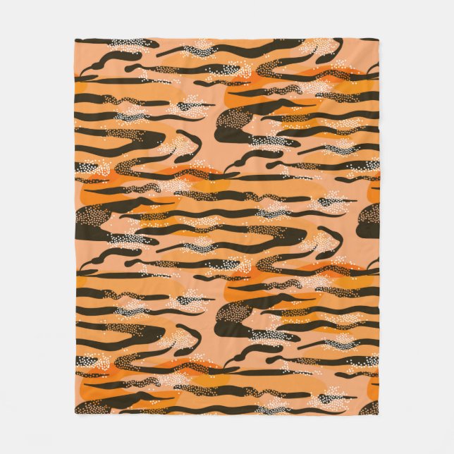 Couverture Polaire Beau tigre transparent motif, couleur pêche (Devant)