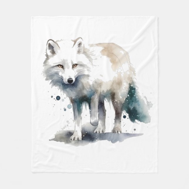 Couverture Polaire Beauté de l'Arctique : Renard d'hiver (Devant)