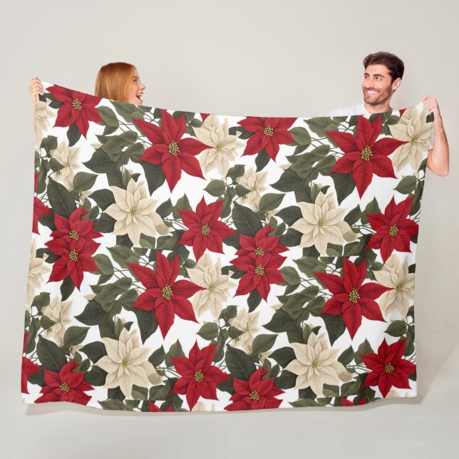 Couverture Polaire beauté hiver fleurs hiver hiver rouge fleurs vert (En situation)