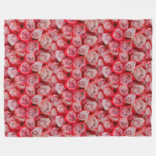 Couverture Polaire Beaux roses en bouquet rose et rouge