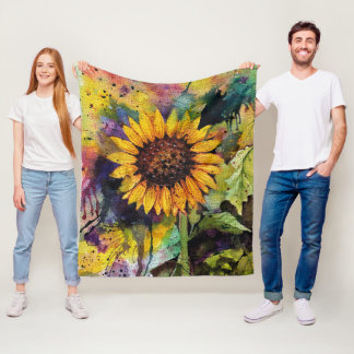 Couverture Polaire Beaux Tournesols En Aquarelle