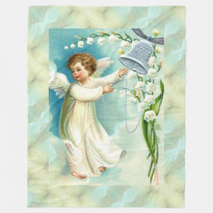 Couverture Polaire Bébé Ange Avec Bleu Cloche Blanche