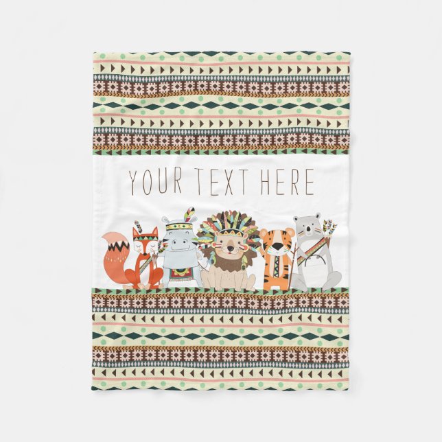 Couverture Polaire Bébé animal tribal (Devant)