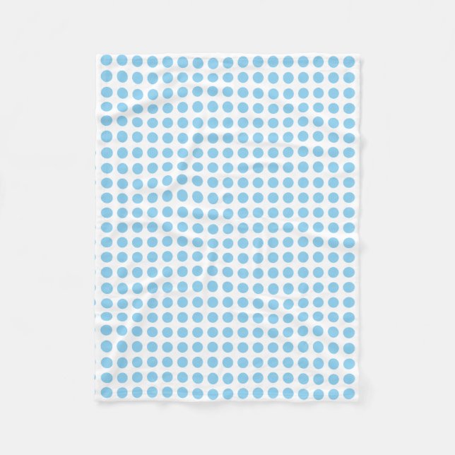 Couverture Polaire Bébé bleu sur blanc moyen Pois horizontaux (Devant)