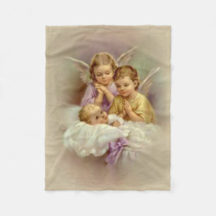 Couverture Polaire Bébé d'anges d'ange gardien en nuage