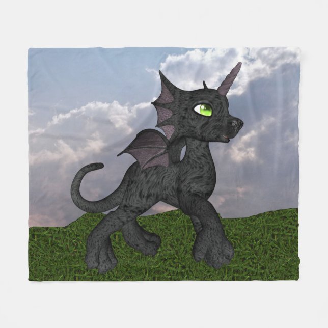 Couverture Polaire Bébé Dragicorn (licorne de dragon) (Devant (Horizontal))