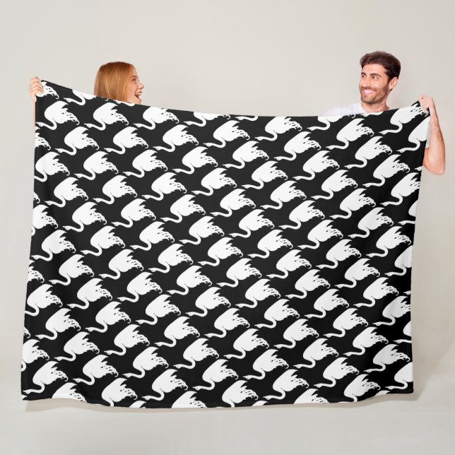 Couverture Polaire Bébé fille Motif noir et blanc cygne (En situation)