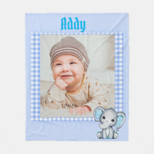 Couverture Polaire Bébé Garçon Blanche polaire avec photo