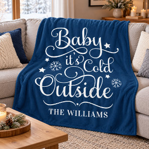 Couverture Polaire Bébé il fait froid dehors Nom de famille Navy