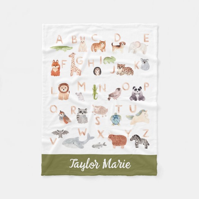 Couverture Polaire Bébé mignon Alphabet animal (Devant)