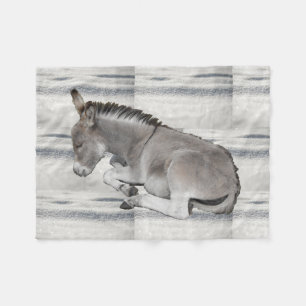 Couverture Polaire Bébé mignon âne poulain sur neige