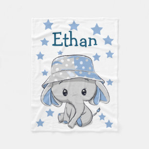 Couverture Polaire Bébé mignon éléphant garçon 