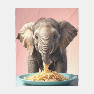 Couverture Polaire Bébé mignon Eléphant Manger Spaghetti
