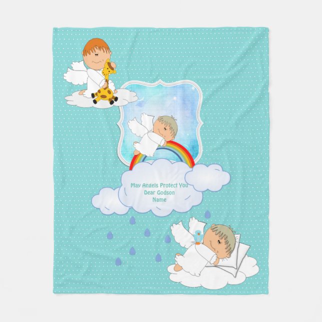 Couverture Polaire Bébé mignon GARÇON Godson Angels Fleece personnali (Devant)