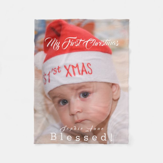 Couverture Polaire Bébé mignon Mon premier chapeau de Noël (Devant)