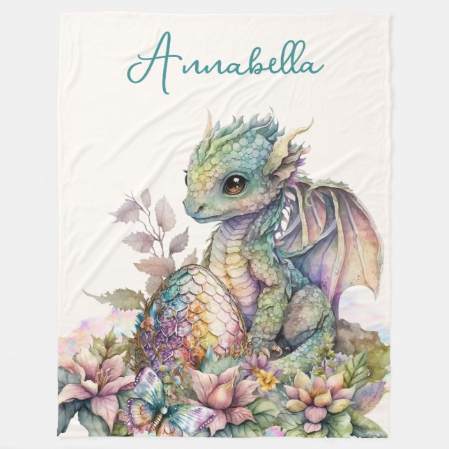 Couverture Polaire Bébé mignon Oeuf Dragon (Devant)