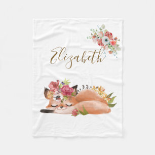 Couverture Polaire Bébé renard aquarelle mignon