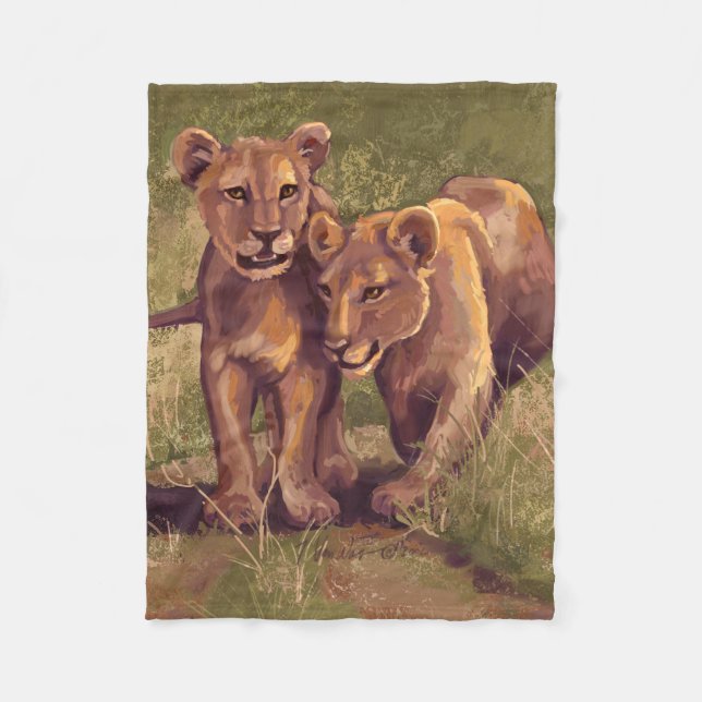 Couverture Polaire Bébés Lions (Devant)
