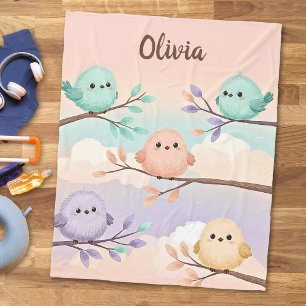 Couverture Polaire Bébés oiseaux dodus et mignons sur des branches