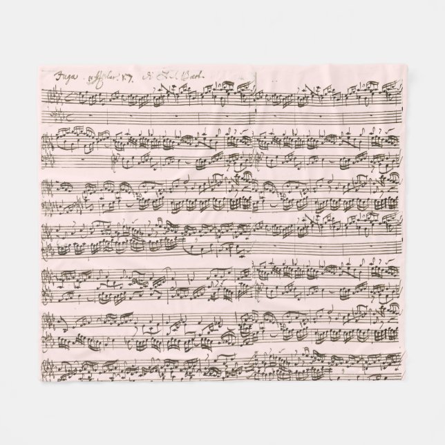Couverture Polaire Bedtime avec Bach manuscrit musique classique (Devant (Horizontal))