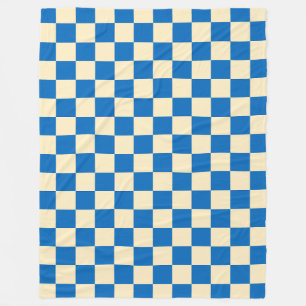Couverture Polaire Beige + Bleu Chèque À damiers Motif en damier