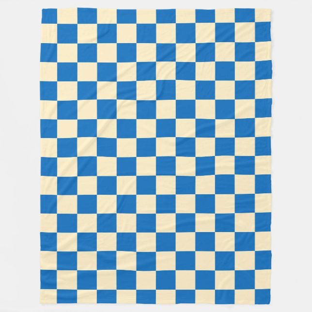 Couverture Polaire Beige + Bleu Chèque À damiers Motif en damier (Devant)