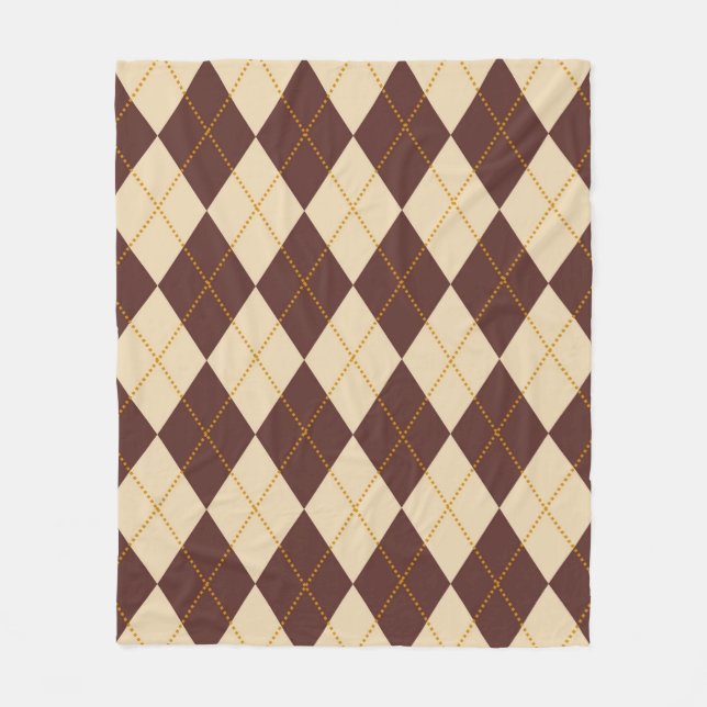 Couverture Polaire Beige Brown Automne Jacquard d'automne Diamant Mot (Devant)