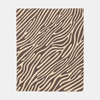 Couverture Polaire Beige Brune Zebra Bande Impression