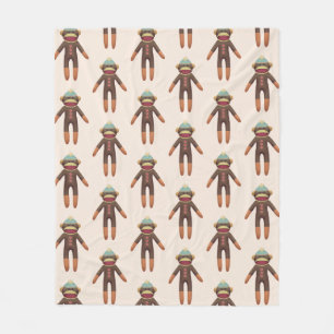 Couverture Polaire Beige Motif de singe soc mignon