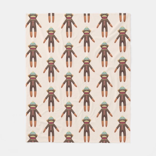 Couverture Polaire Beige Motif de singe soc mignon (Devant)