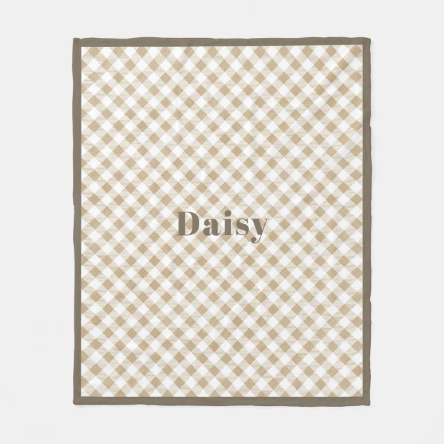 Couverture Polaire Beige neutre rustique En vichy Nom du plan (Devant)