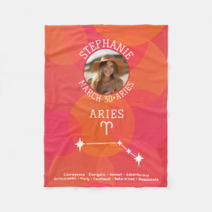 Couverture Polaire Bélier Personnalisé Zodiac Aries - Photo Design mo