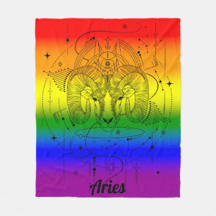 Couverture Polaire Bélier Zodiaque LGBTQ Fierté Création Arc-en-ciel