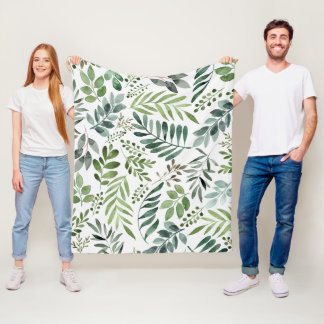 Couverture Polaire Belle aquarelle Botanique Feuille Motif