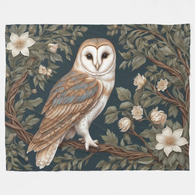 Couverture Polaire Belle Barne Owl William Morris Inspiré (Devant (Horizontal))