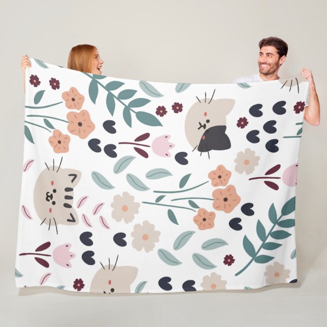Couverture Polaire Belle caricature Chats Motif sans couture (En situation)