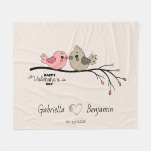 Couverture Polaire Belle Cartoon Lovebirds sur la branche Saint-Valen