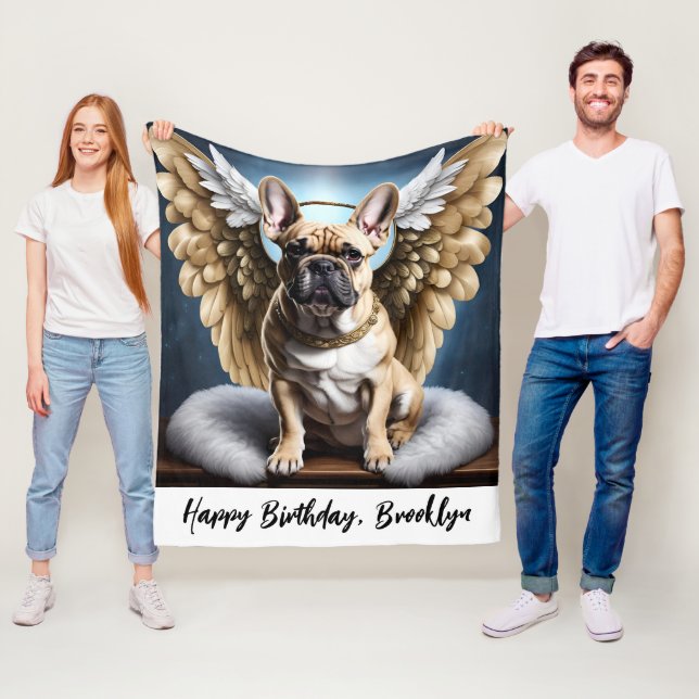Couverture Polaire Belle Chien à tête et Ange (En situation)