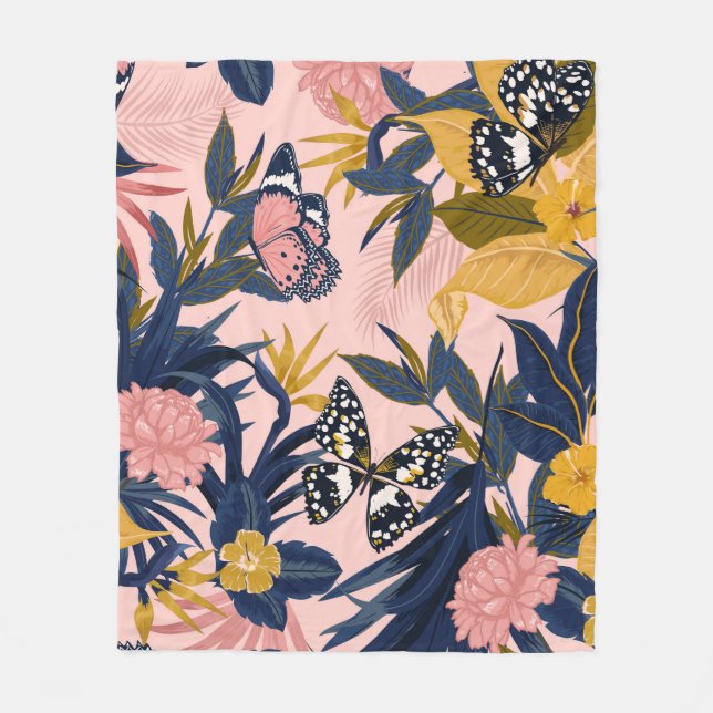 Couverture Polaire Belle couture artistique douce motif tropical (Devant)